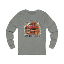 Load image into Gallery viewer, Autumn Leaves and Pumpkins Please Long Sleeve T-Shirt
