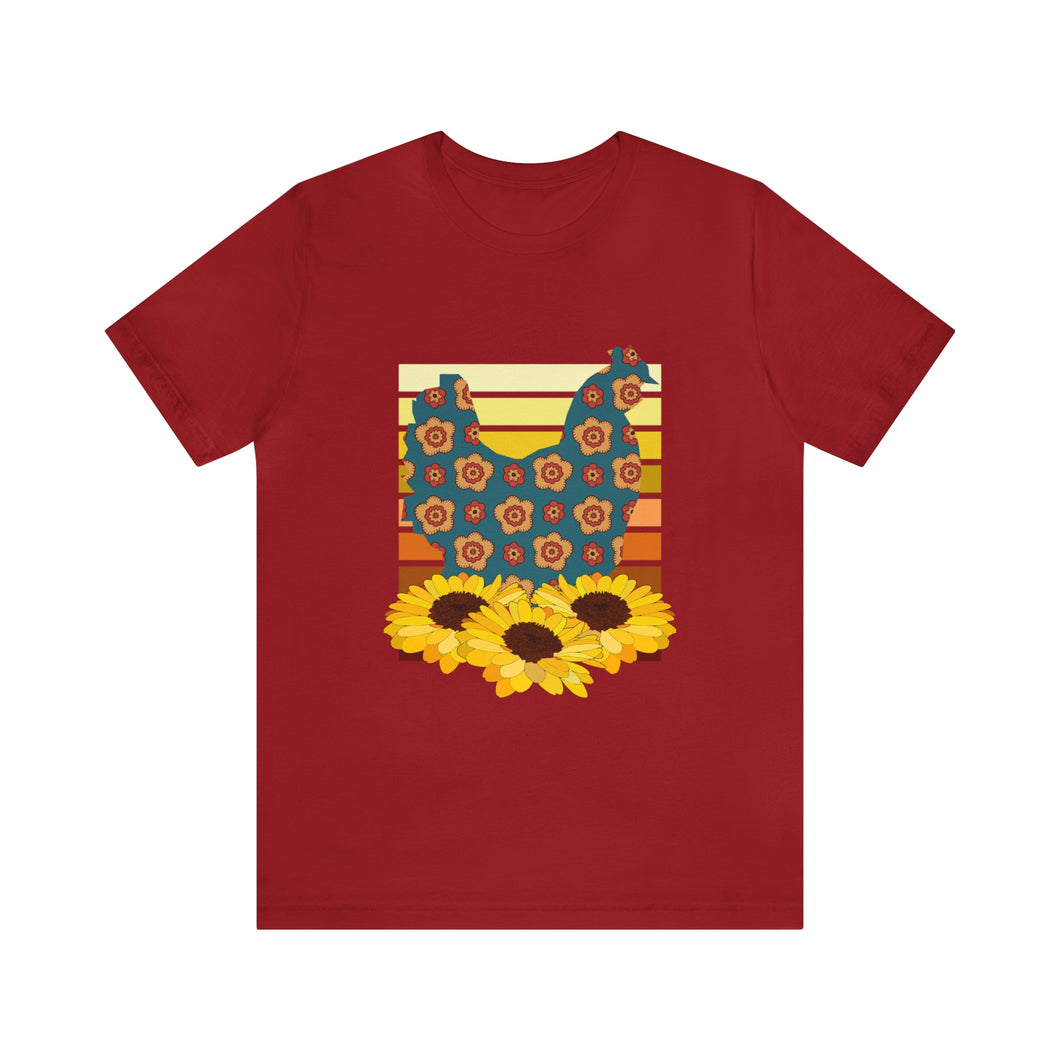 Chicken Sunflowers Short Sleeve T-Shirt