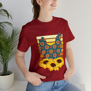 Chicken Sunflowers Short Sleeve T-Shirt